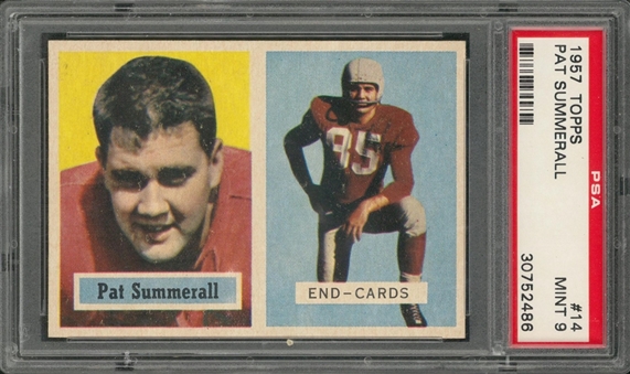 1957 Topps Football #14 Pat Summerall – PSA MINT 9 "1 of 3!"